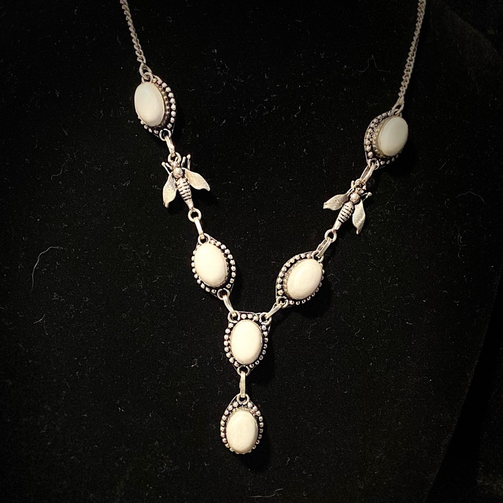 White jade artisan 925 silver necklace